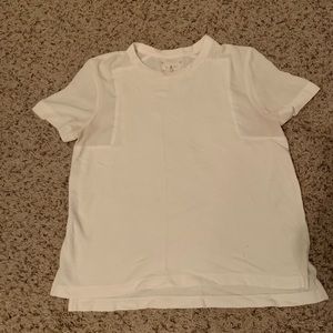 Lou & Grey White Top with Sheer Sleeves